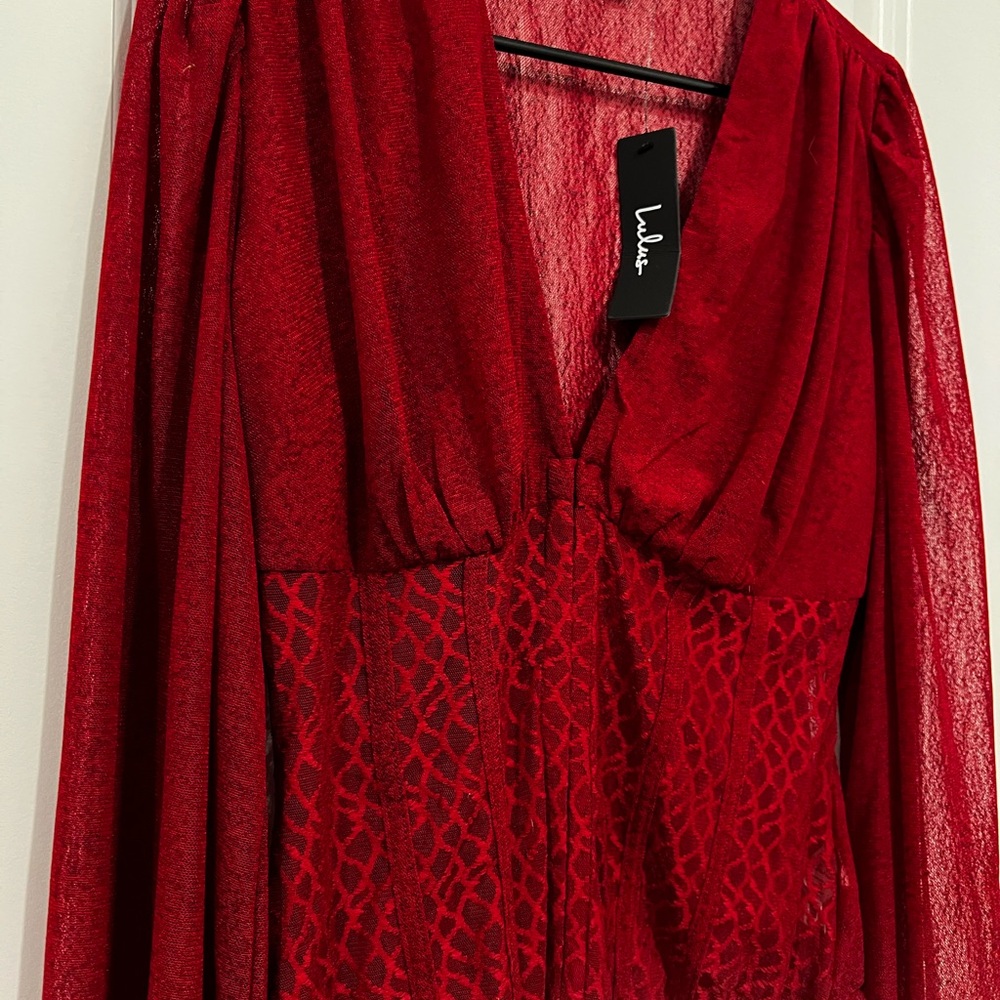 Lulu's Red Lace Bodysuit